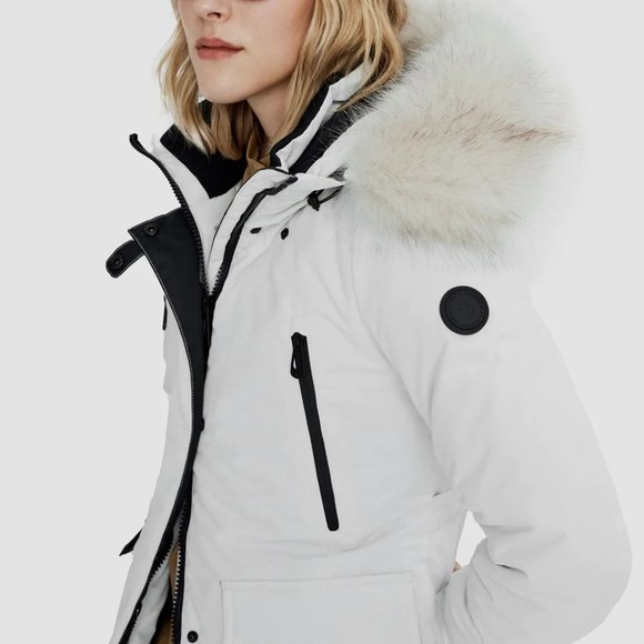 Trinity Mid Length Parka Winter Coat - NOIZE in White (Vegan/Cruelty-Free) - Picture 4 of 5